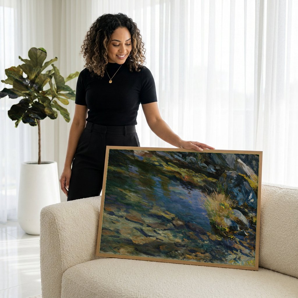 Quadro Decorativo Córrego na Montanha - John Singer Sargent com modelo em ambiente