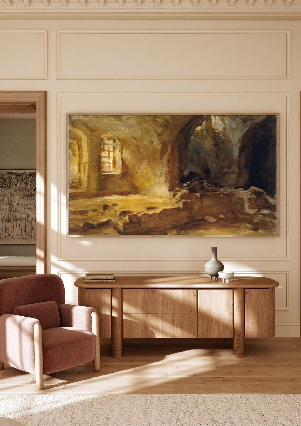 Quadro Decorativo Interior Iluminado - John Singer Sargent em ambiente decorado