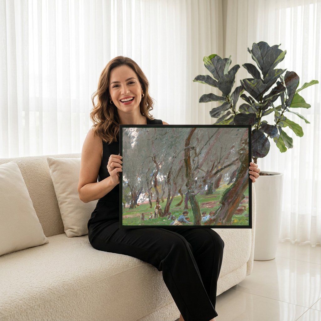 Quadro Decorativo Campo de Oliveiras - John Singer Sargent com modelo em ambiente
