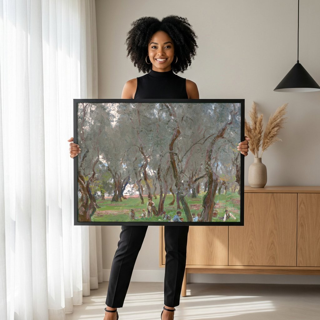 Quadro Decorativo Campo de Oliveiras - John Singer Sargent com modelo em ambiente