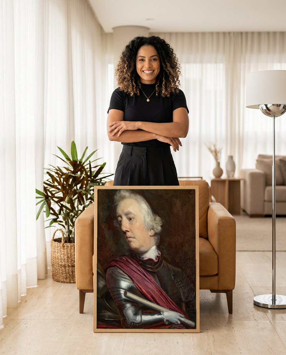 Quadro Decorativo Retrato do General John Burgoyne - Joshua Reynolds com modelo em ambiente