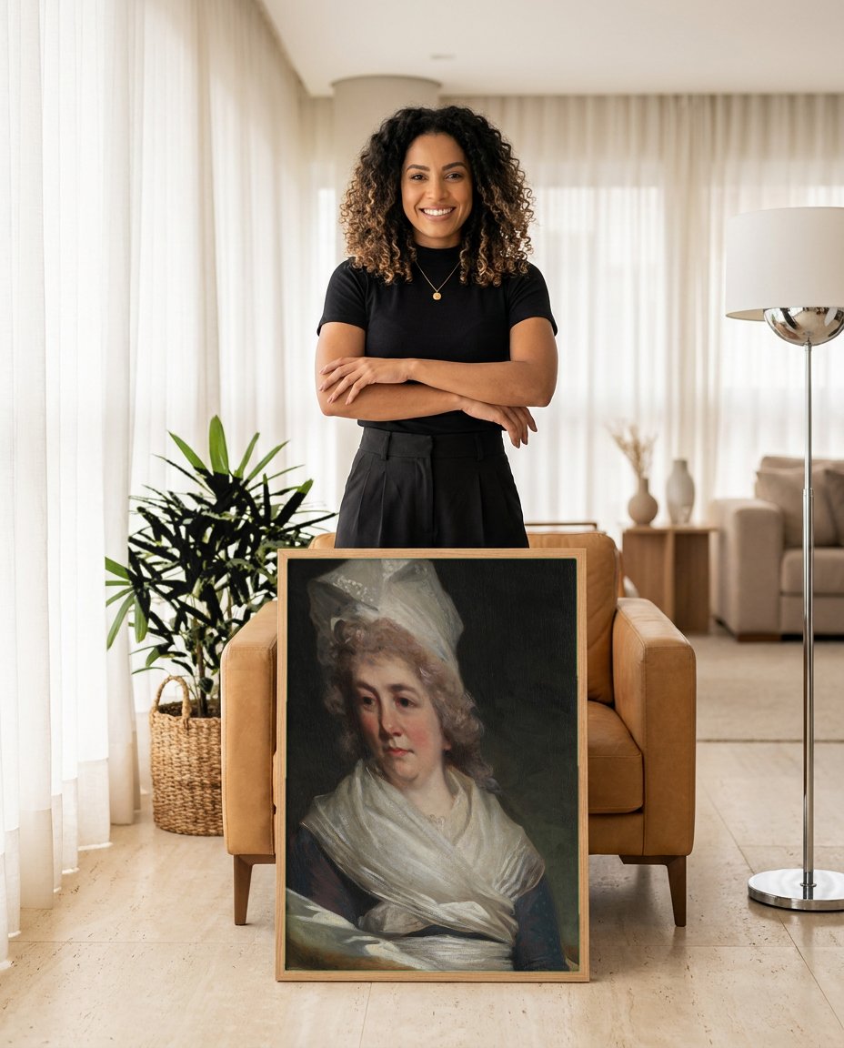 Quadro Decorativo Retrato de Senhora - John Hoppner com modelo em ambiente