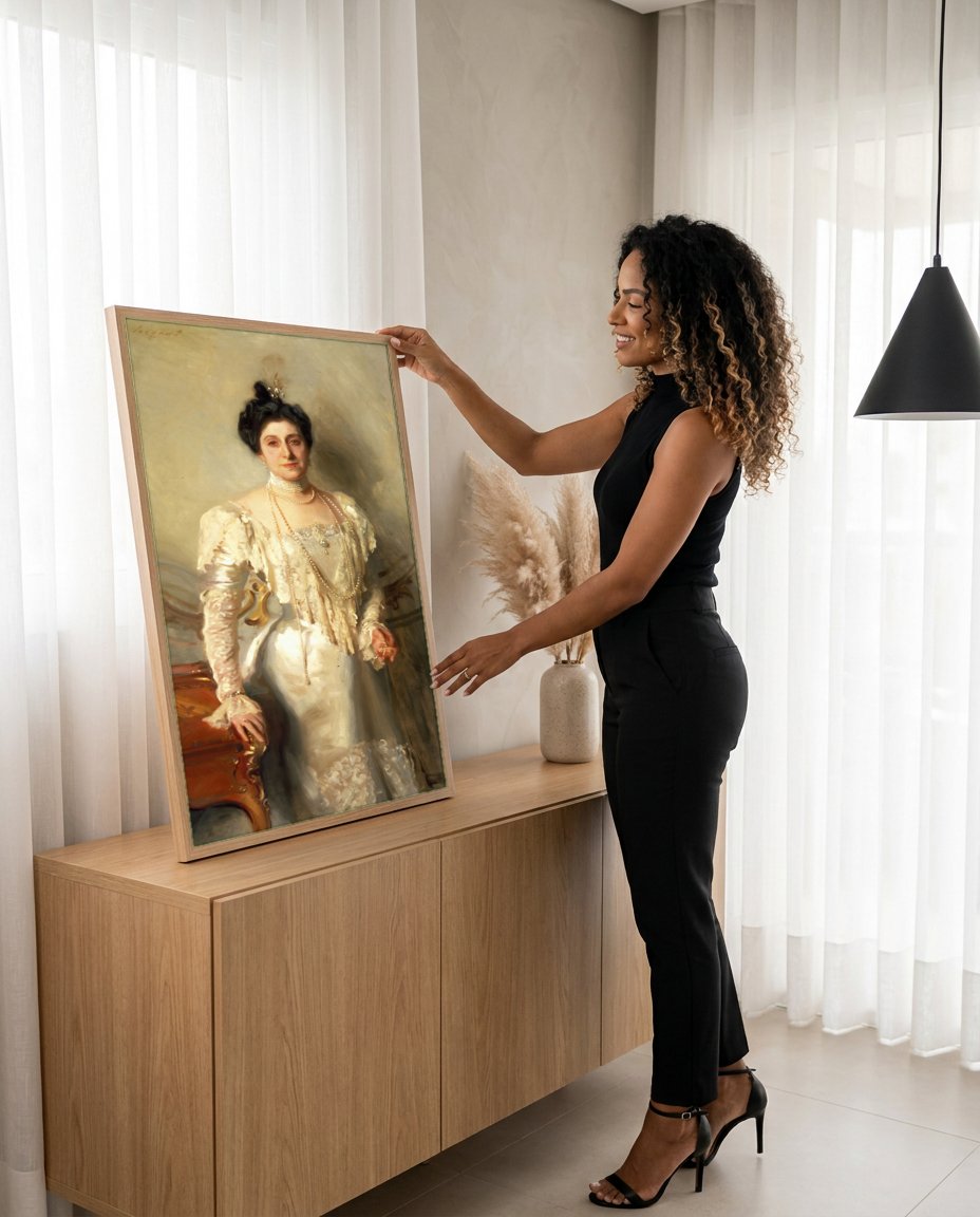 Quadro Decorativo Retrato de Senhora - John Singer Sargent com modelo em ambiente