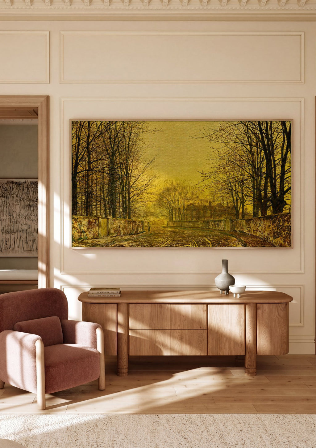 Quadro Decorativo Cenário de Inverno - John Atkinson Grimshaw em ambiente decorado