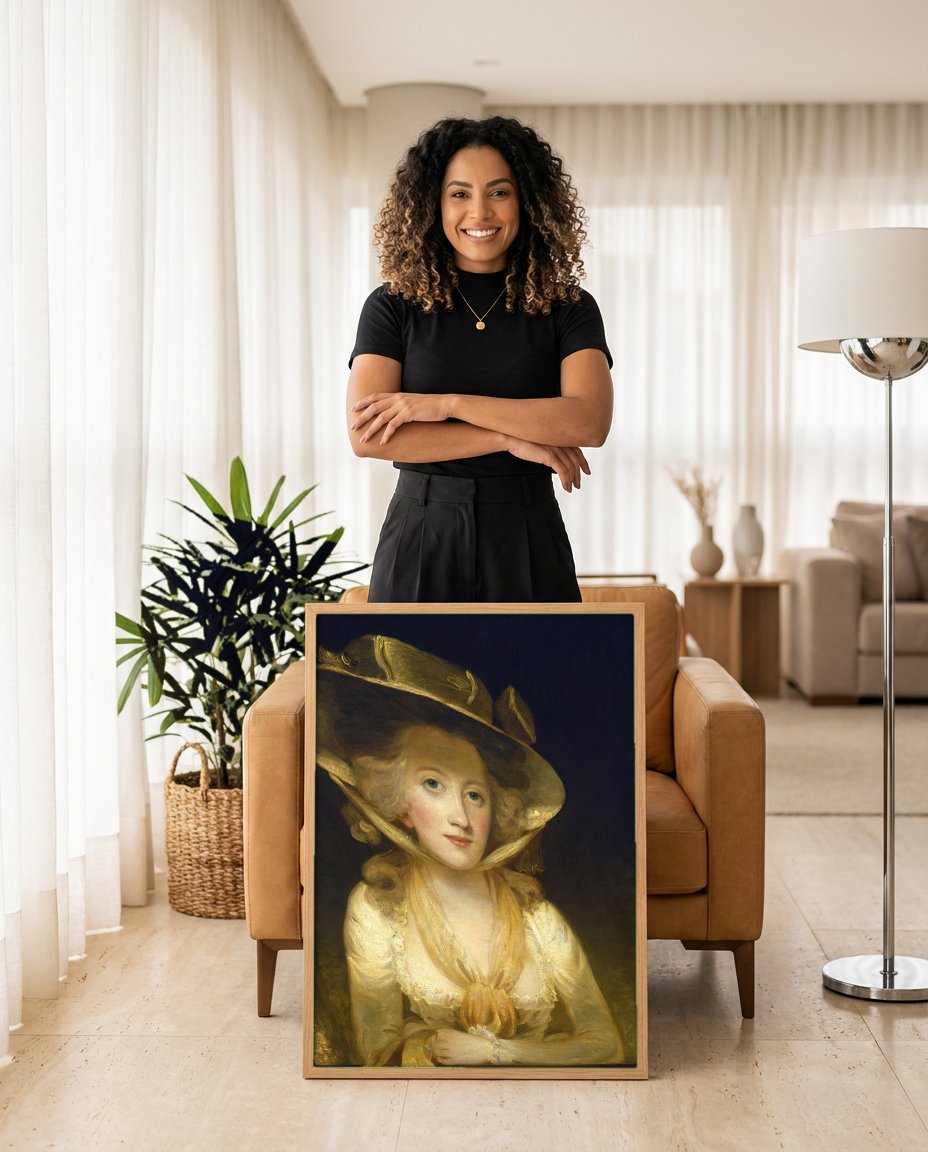 Quadro Decorativo Retrato de Senhora - John Hoppner com modelo em ambiente