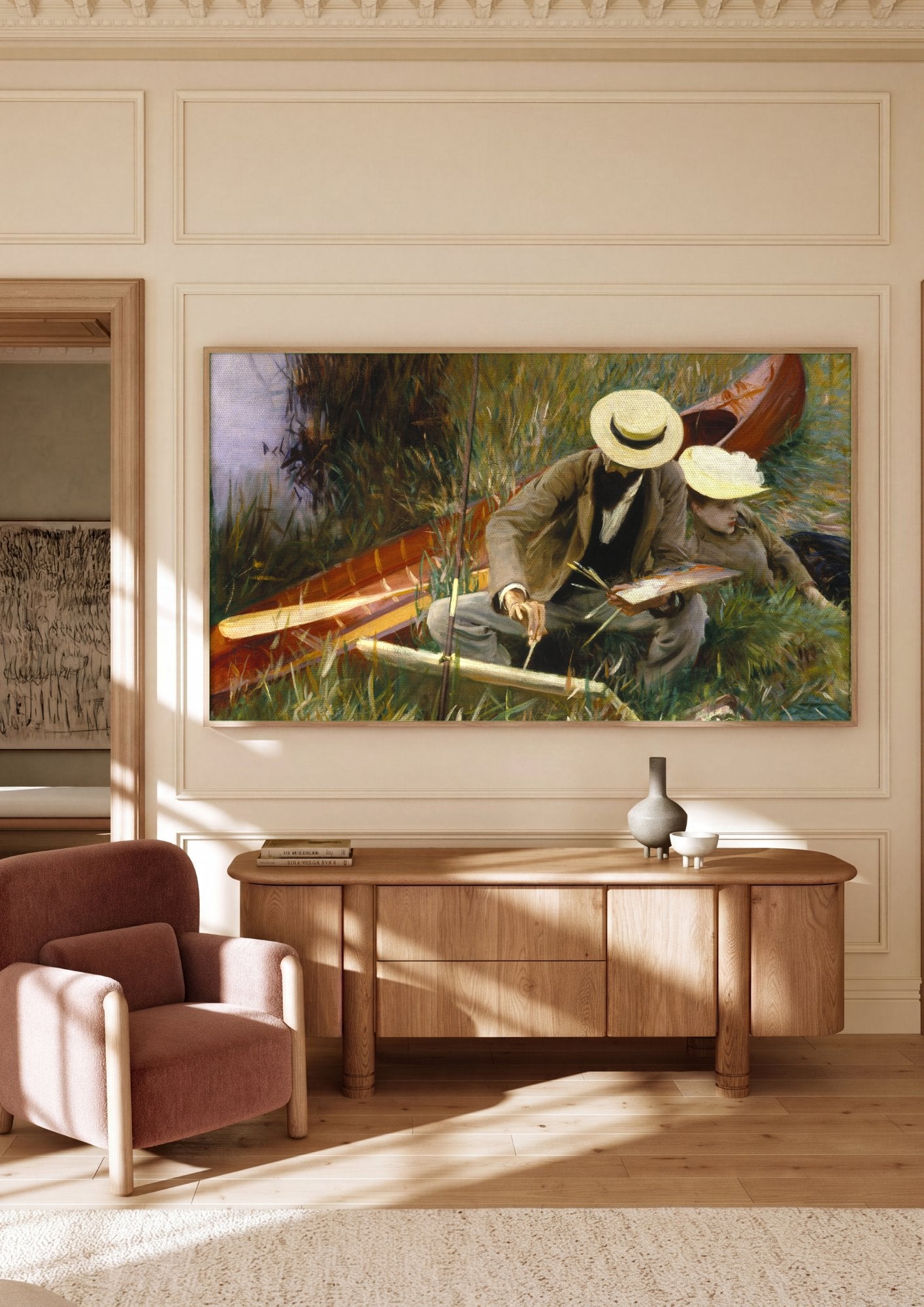 Quadro Decorativo Dois Barcos (No Rio) - John Singer Sargent em ambiente decorado