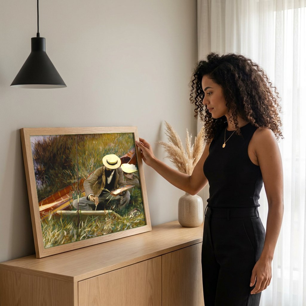 Quadro Decorativo Dois Barcos (No Rio) - John Singer Sargent com modelo em ambiente