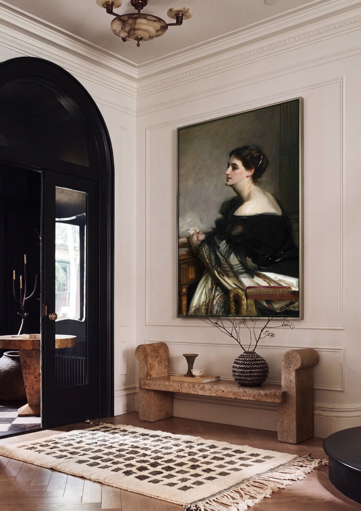 Quadro Decorativo Senhora com Cartas - John Singer Sargent em ambiente decorado