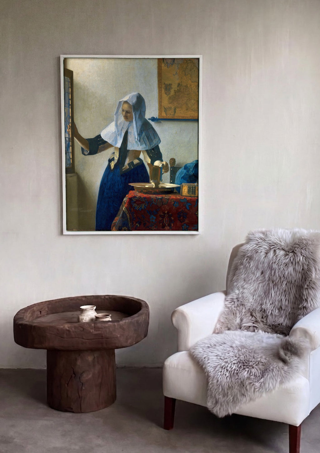 Quadro Decorativo A Mulher na Janela - Johannes Vermeer em ambiente decorado
