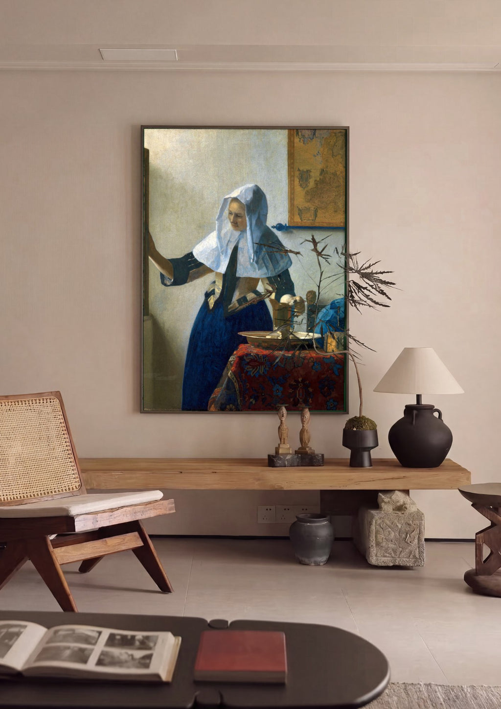 Quadro Decorativo A Mulher na Janela - Johannes Vermeer em ambiente decorado