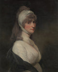 Retrato de uma dama com vestes brancas e um lenço na cabeça, em estilo clássico, atribuído a John Hoppner.