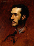 Retrato de um homem de perfil, com barba e bigode, em tons de marrom e vermelho escuro, obra de John Singer Sargent.