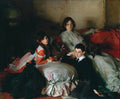 Quadro decorativo "As Filhas de Edward Darley Boit" de John Singer Sargent, retratando quatro meninas em um interior elegante do século XIX com seus cachorros.