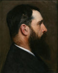 Retrato de um homem barbudo de perfil, vestindo terno escuro, em tons terrosos e escuros, pintado por John Singer Sargent