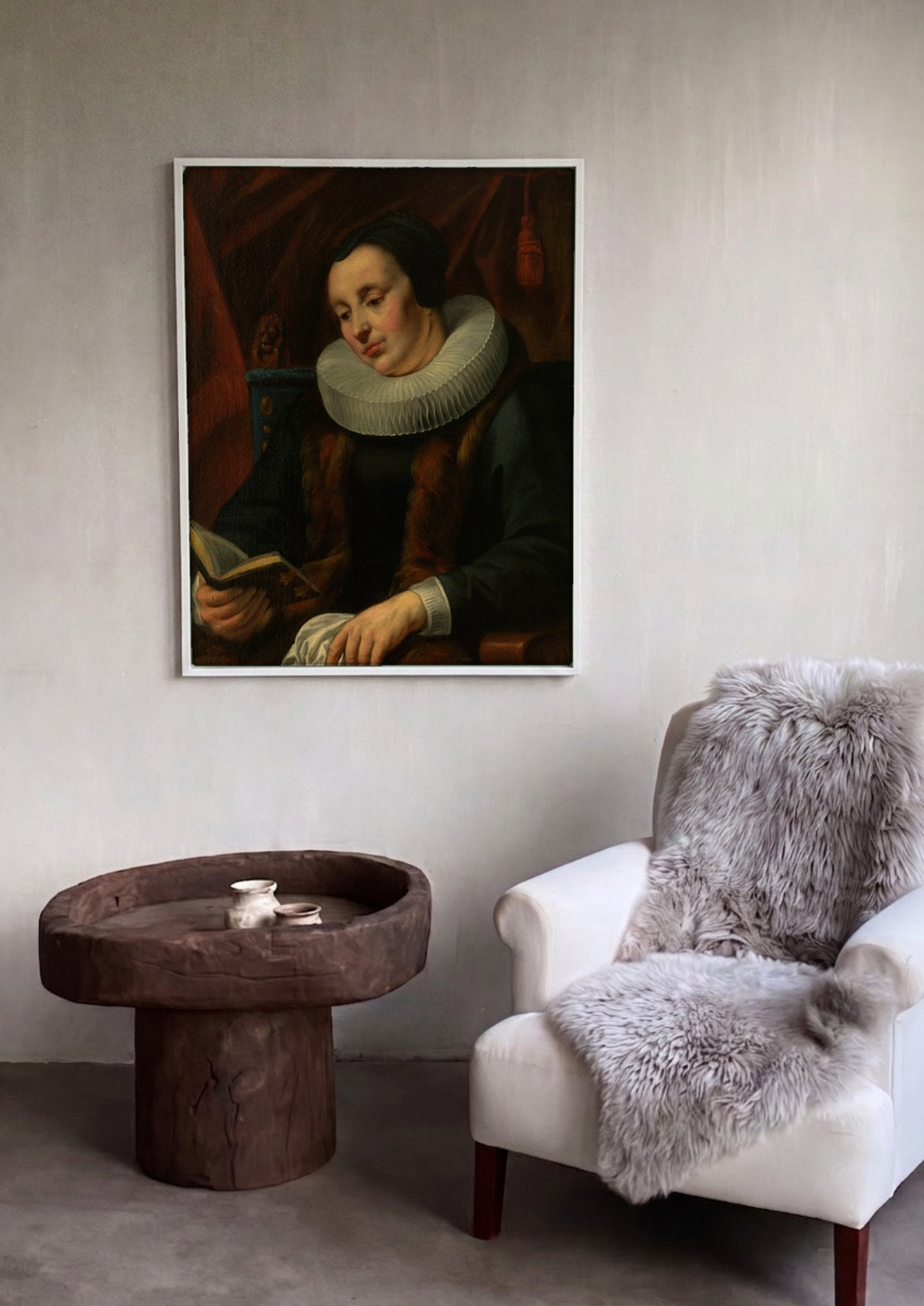 Quadro Decorativo Mulher Lendo - Jacob Jordaens em ambiente decorado