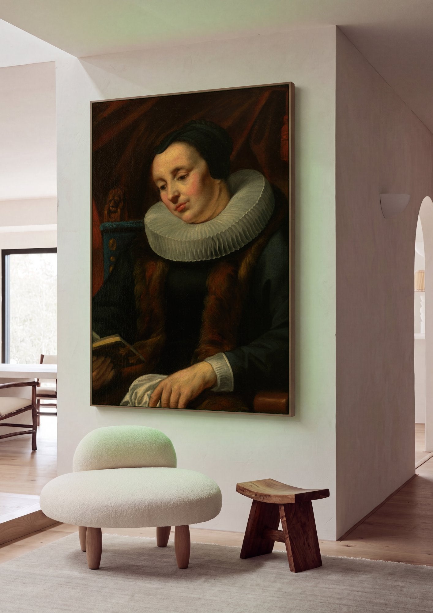 Quadro Decorativo Mulher Lendo - Jacob Jordaens em ambiente decorado