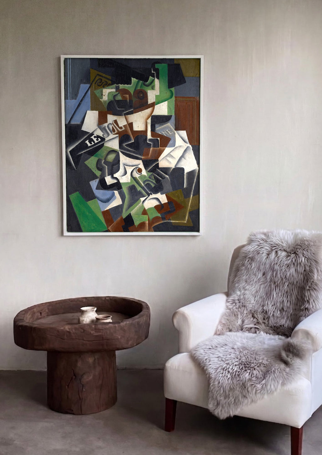 Quadro Decorativo Natureza Morta com Jornal - Juan Gris em ambiente decorado