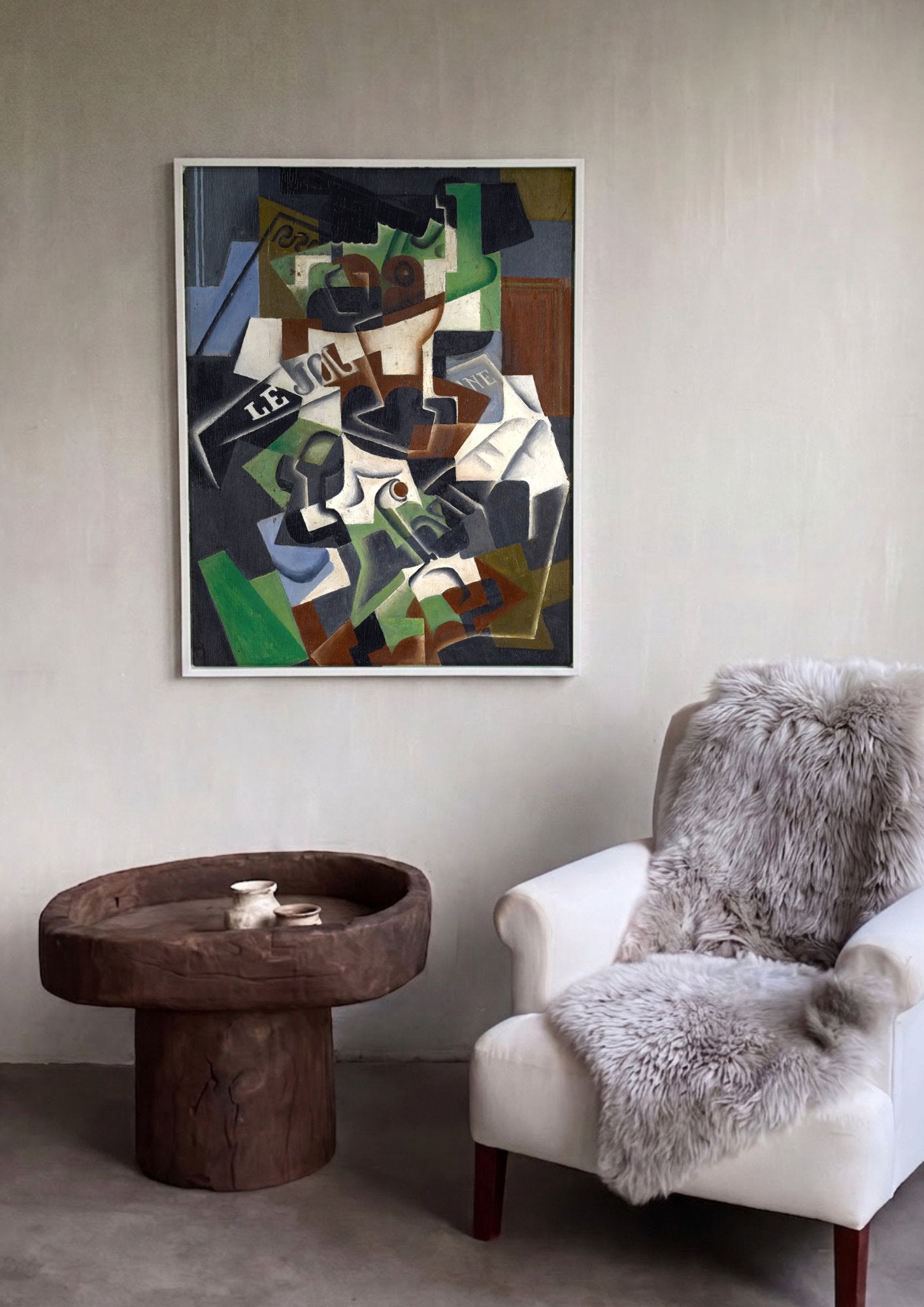 Quadro Decorativo Natureza Morta com Jornal - Juan Gris em ambiente decorado