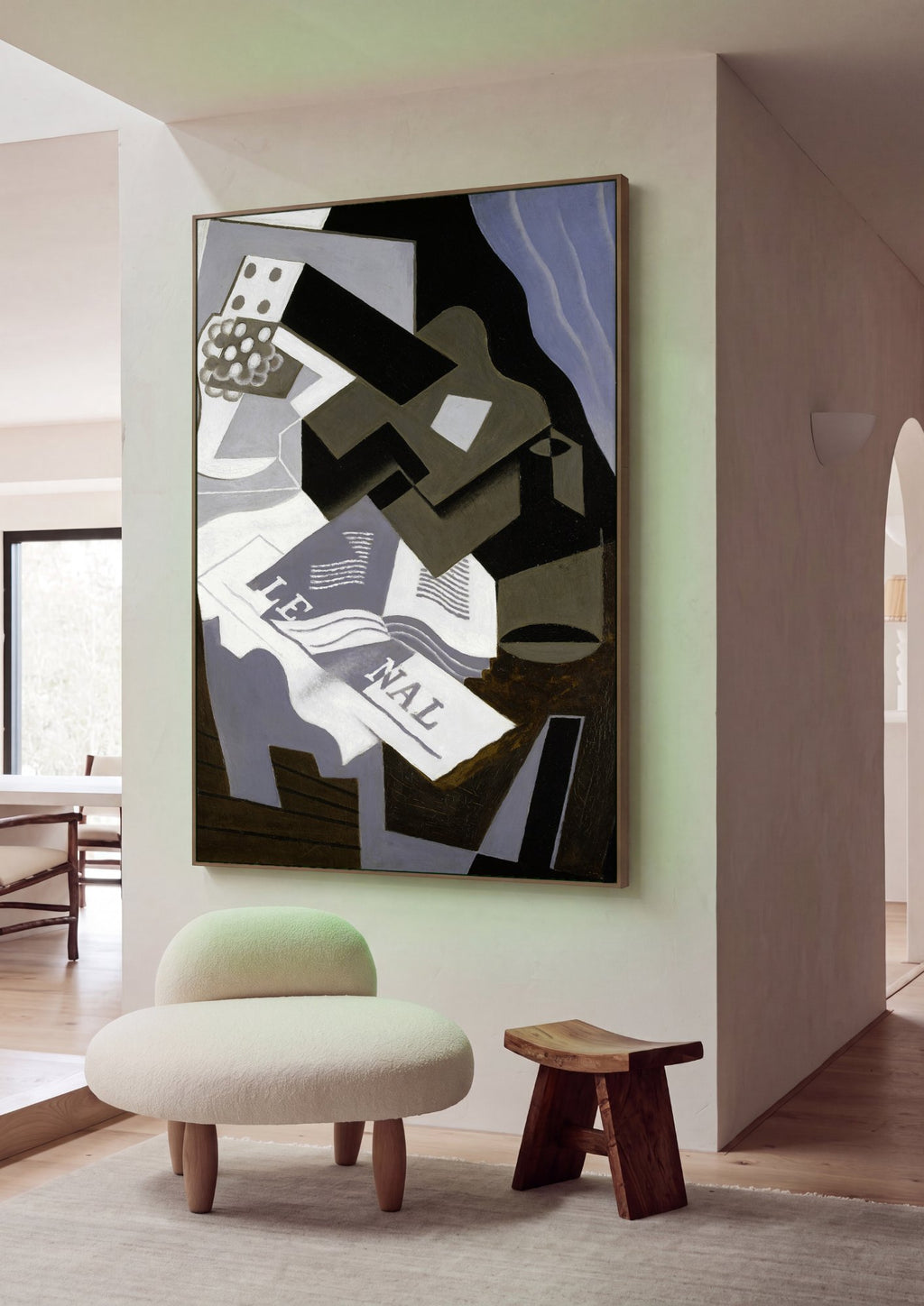 Quadro Decorativo Natureza-Morta com Jornal - Juan Gris em ambiente decorado