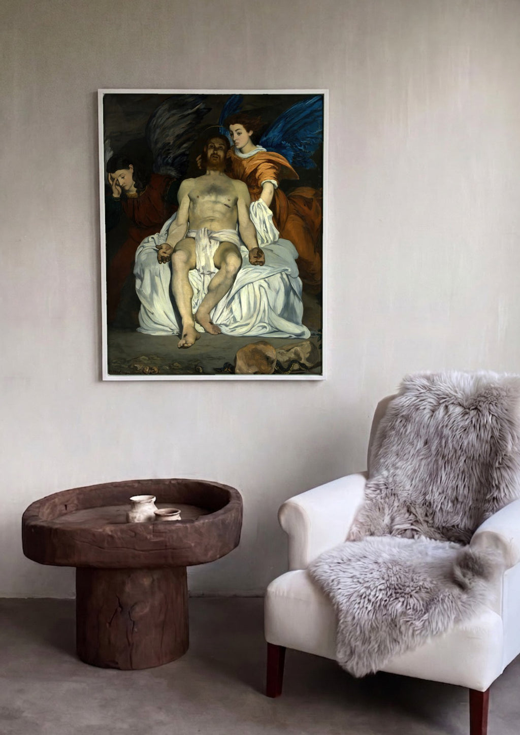 Quadro Decorativo Jesus Morto com Anjos - Manet em ambiente decorado