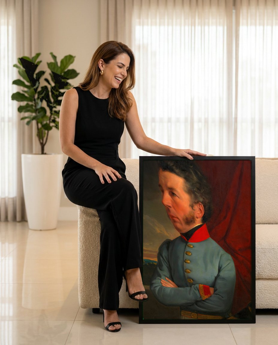 Quadro Decorativo Retrato do General Josef Radetzky - Friedrich von Amerling com modelo em ambiente