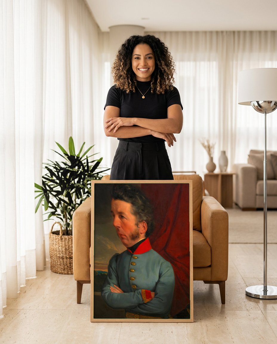 Quadro Decorativo Retrato do General Josef Radetzky - Friedrich von Amerling com modelo em ambiente