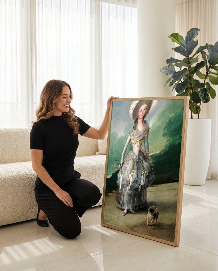 Quadro Decorativo A Marquesa de Pontejos - Goya com modelo em ambiente