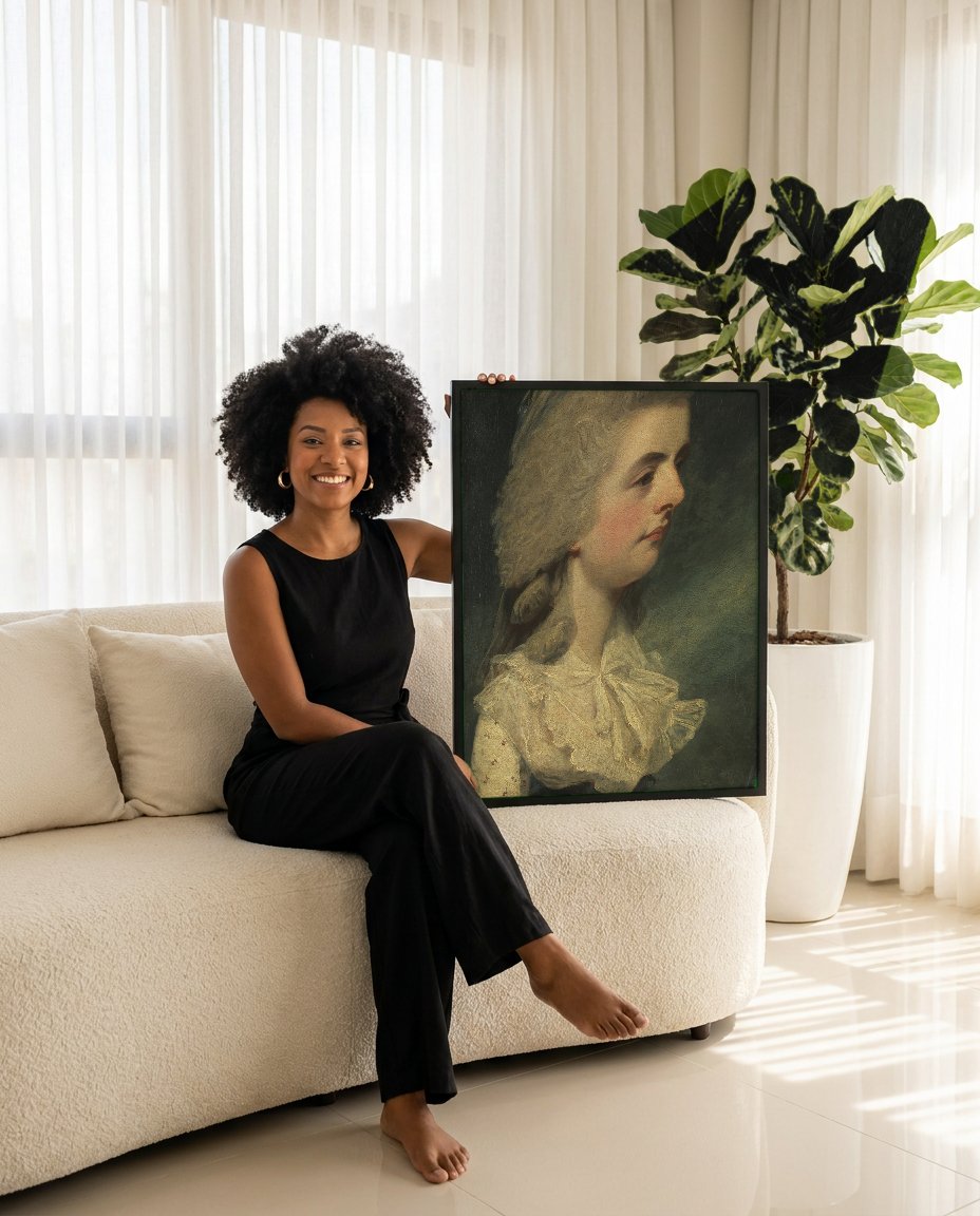 Quadro Decorativo Retrato de Senhora - Joshua Reynolds com modelo em ambiente