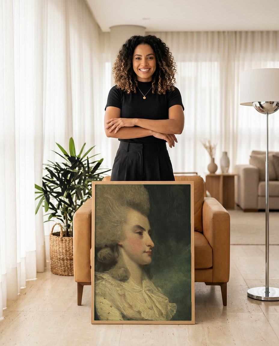 Quadro Decorativo Retrato de Senhora - Joshua Reynolds com modelo em ambiente