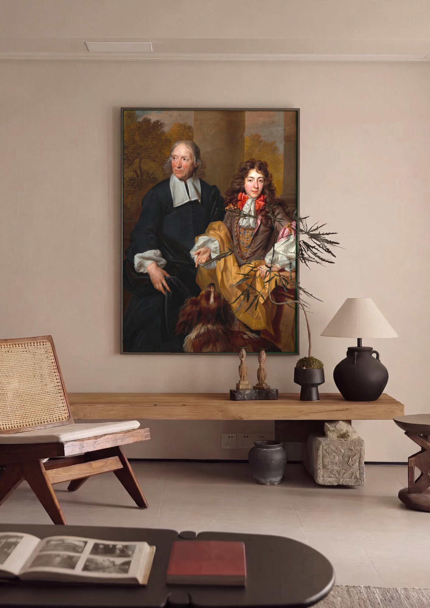 Quadro Decorativo Retrato de Homem e Jovem - Nicolas de Largillière em ambiente decorado