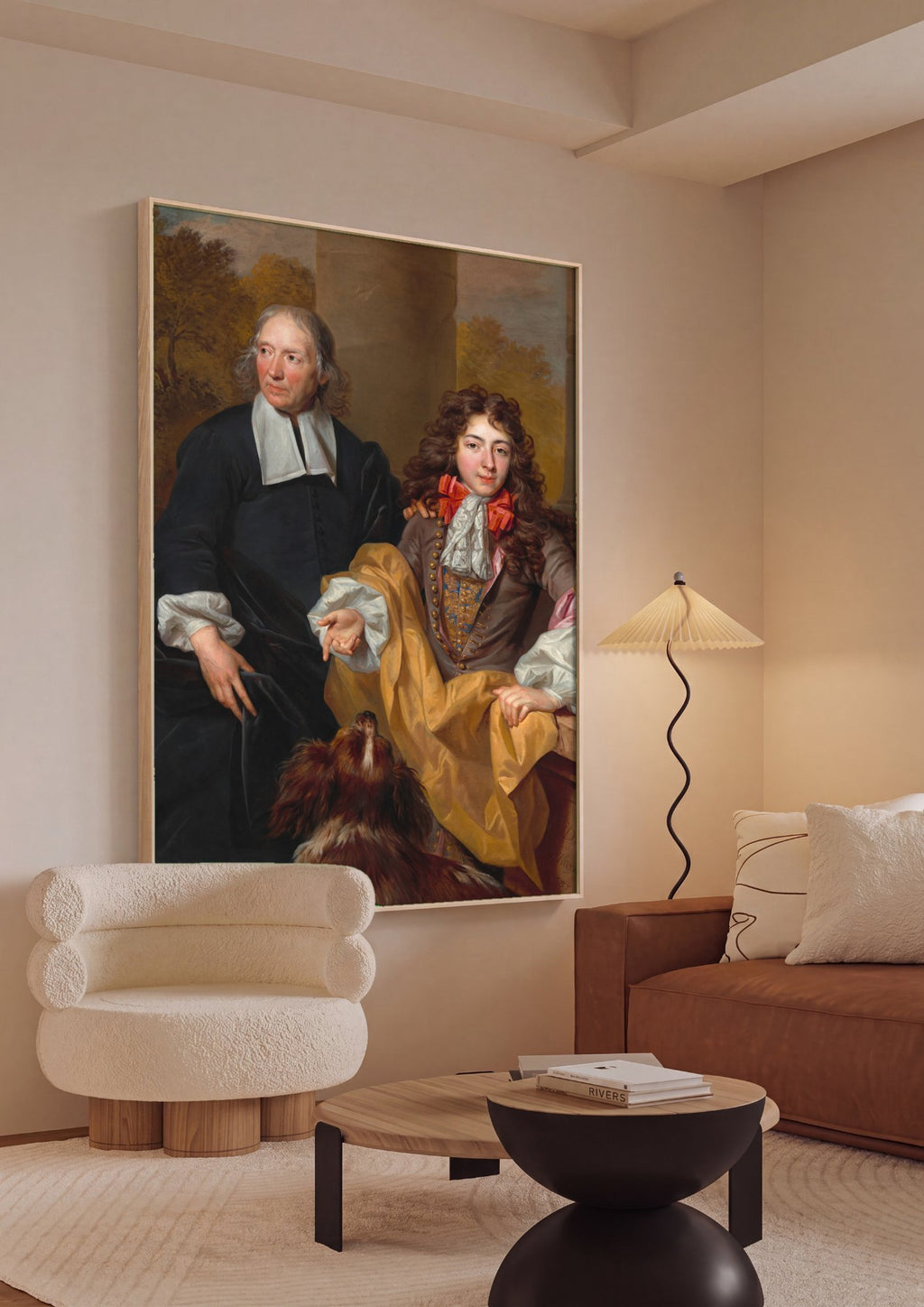 Quadro Decorativo Retrato de Homem e Jovem - Nicolas de Largillière em ambiente decorado