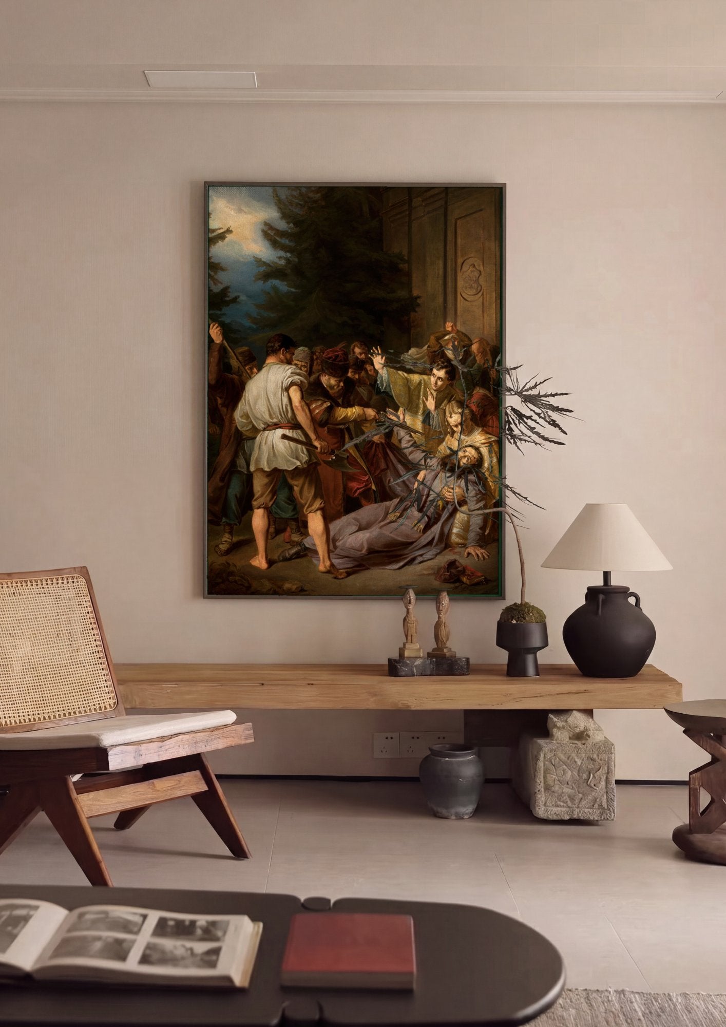 Quadro Decorativo A Morte de Ludwika - Józef Simmler em ambiente decorado