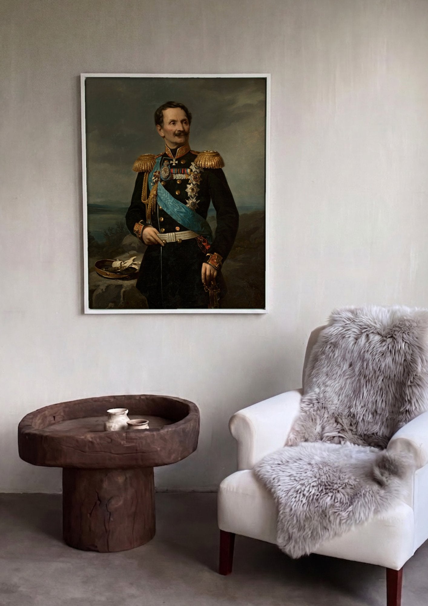 Quadro Decorativo Retrato de Oficial - Józef Simmler em ambiente decorado