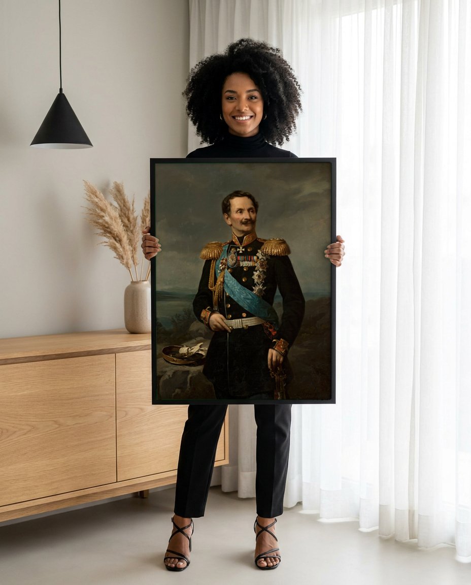 Quadro Decorativo Retrato de Oficial - Józef Simmler com modelo em ambiente
