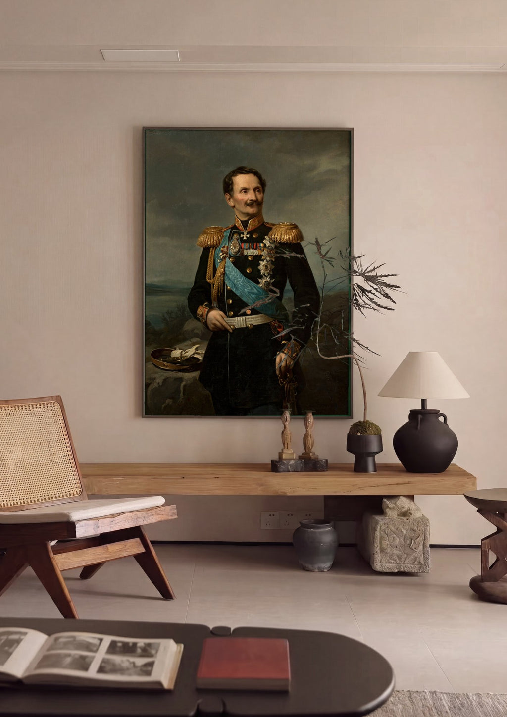 Quadro Decorativo Retrato de Oficial - Józef Simmler em ambiente decorado