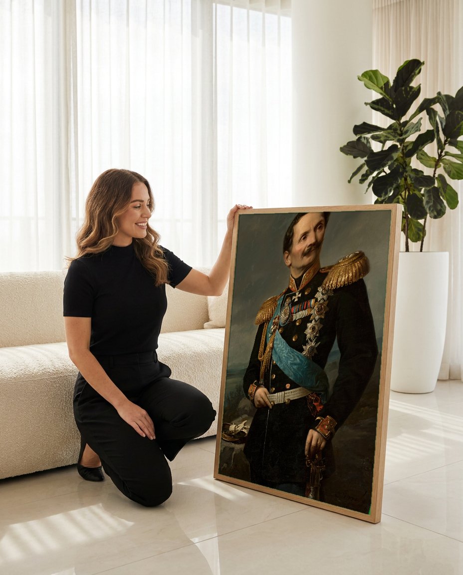Quadro Decorativo Retrato de Oficial - Józef Simmler com modelo em ambiente