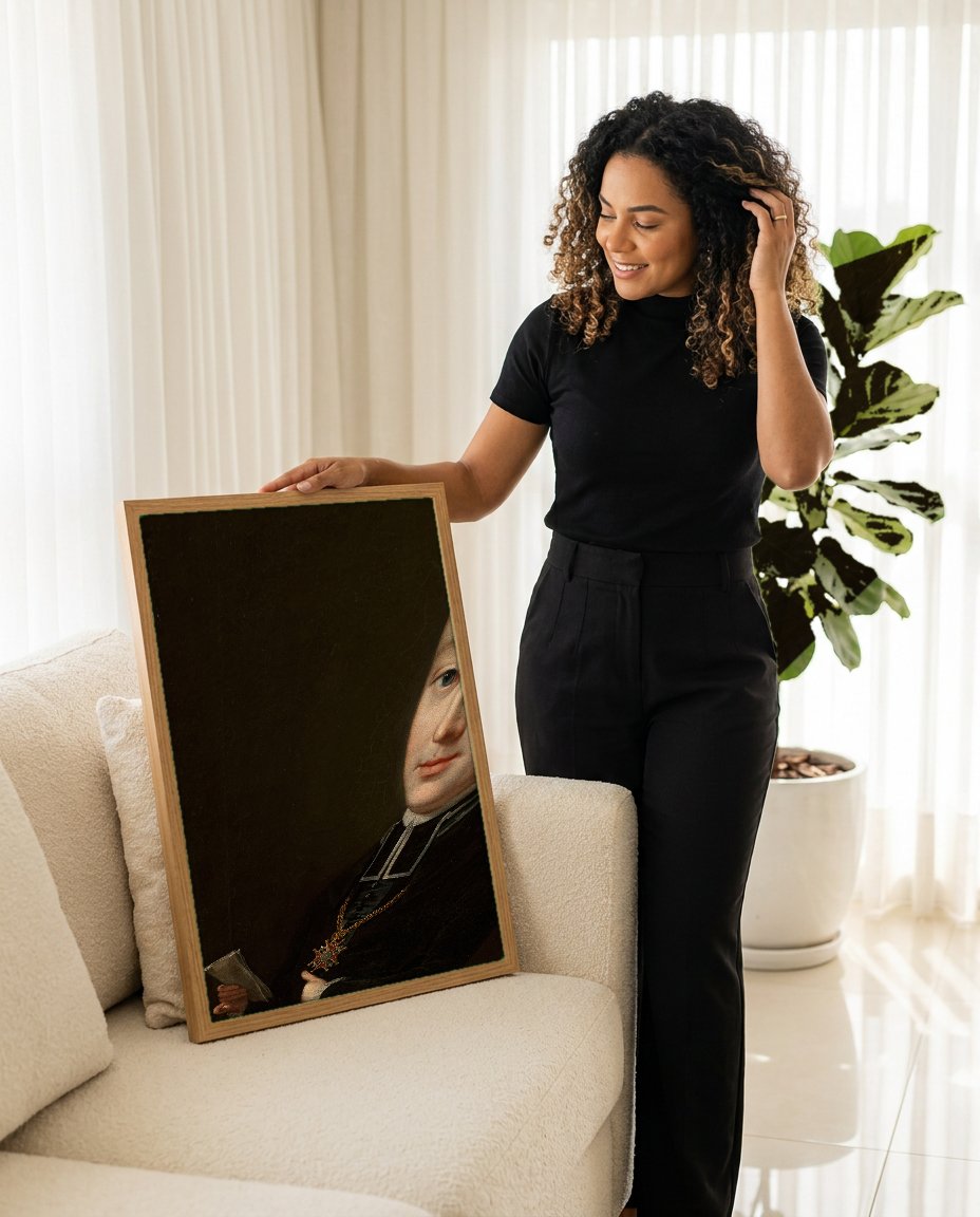 Quadro Decorativo Retrato de Clerigo - Józef Simmler com modelo em ambiente