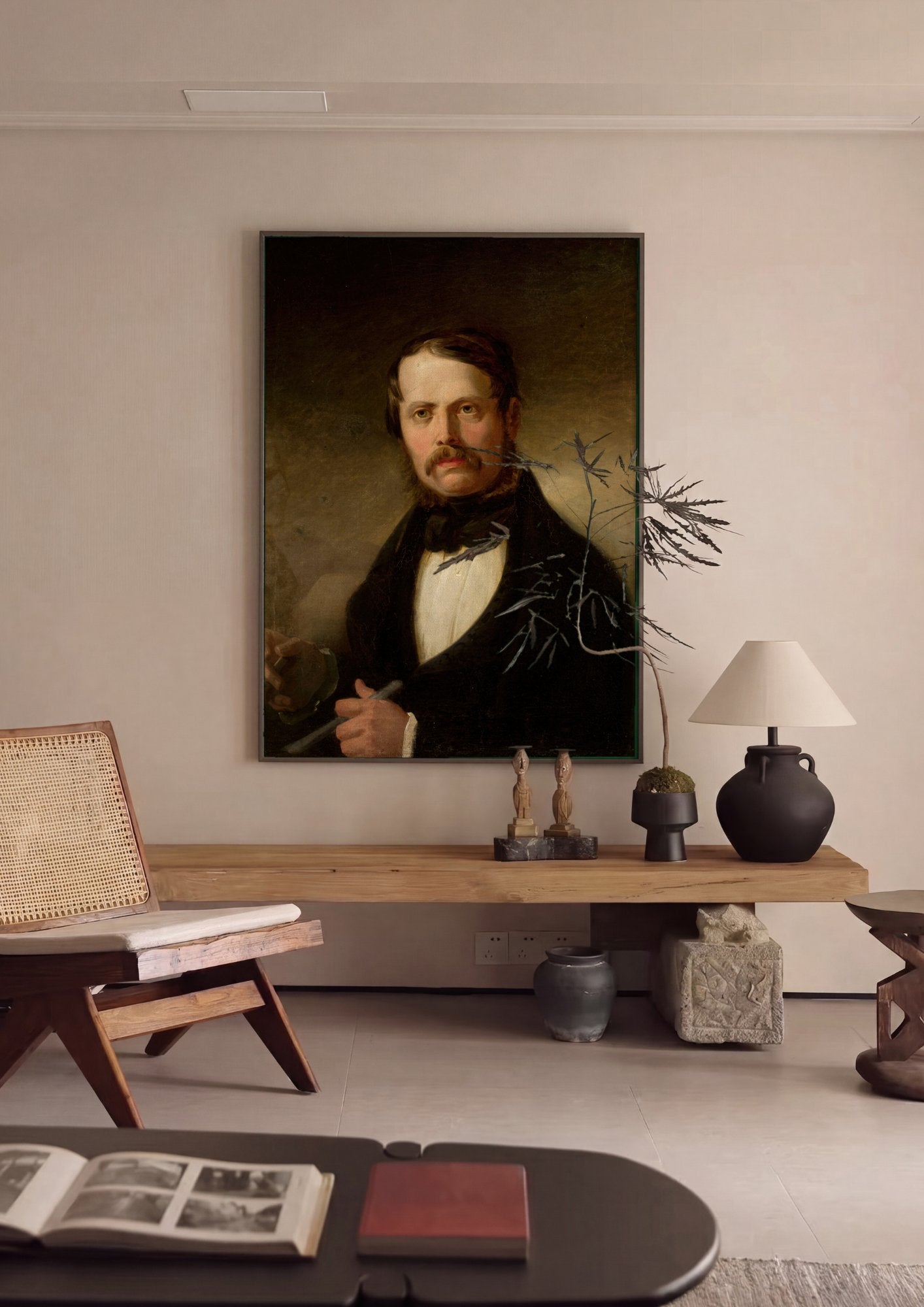 Quadro Decorativo Retrato de Artista - Józef Simmler em ambiente decorado