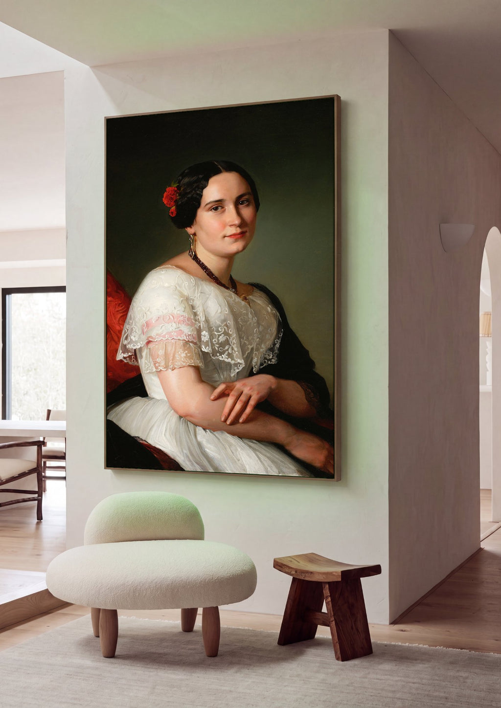 Quadro Decorativo Retrato de Senhora - Józef Simmler em ambiente decorado