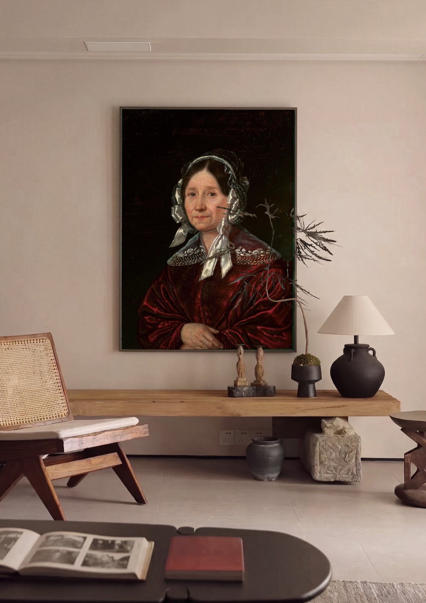 Quadro Decorativo Retrato de Senhora - Józef Simmler em ambiente decorado