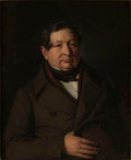 Retrato a óleo de um homem de meia-idade, com cabelos escuros e roupas formais do século XIX, em tons sóbrios. O fundo é escuro, criando um contraste dramático com o rosto iluminado do retratado.