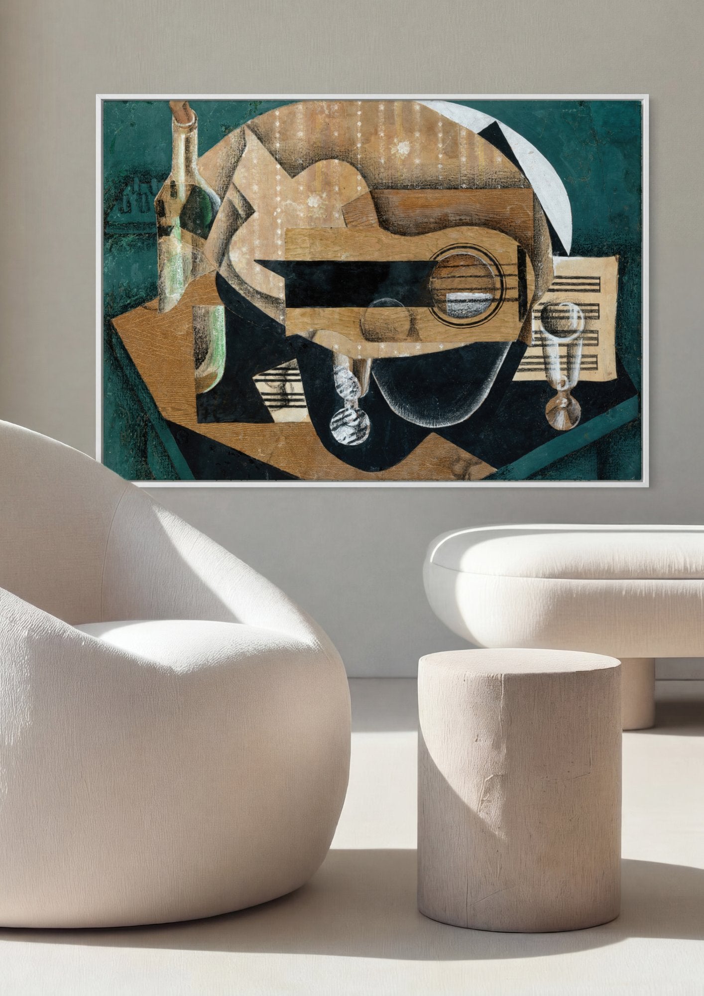 Quadro Decorativo Guitarra e Garrafa - Juan Gris em ambiente decorado