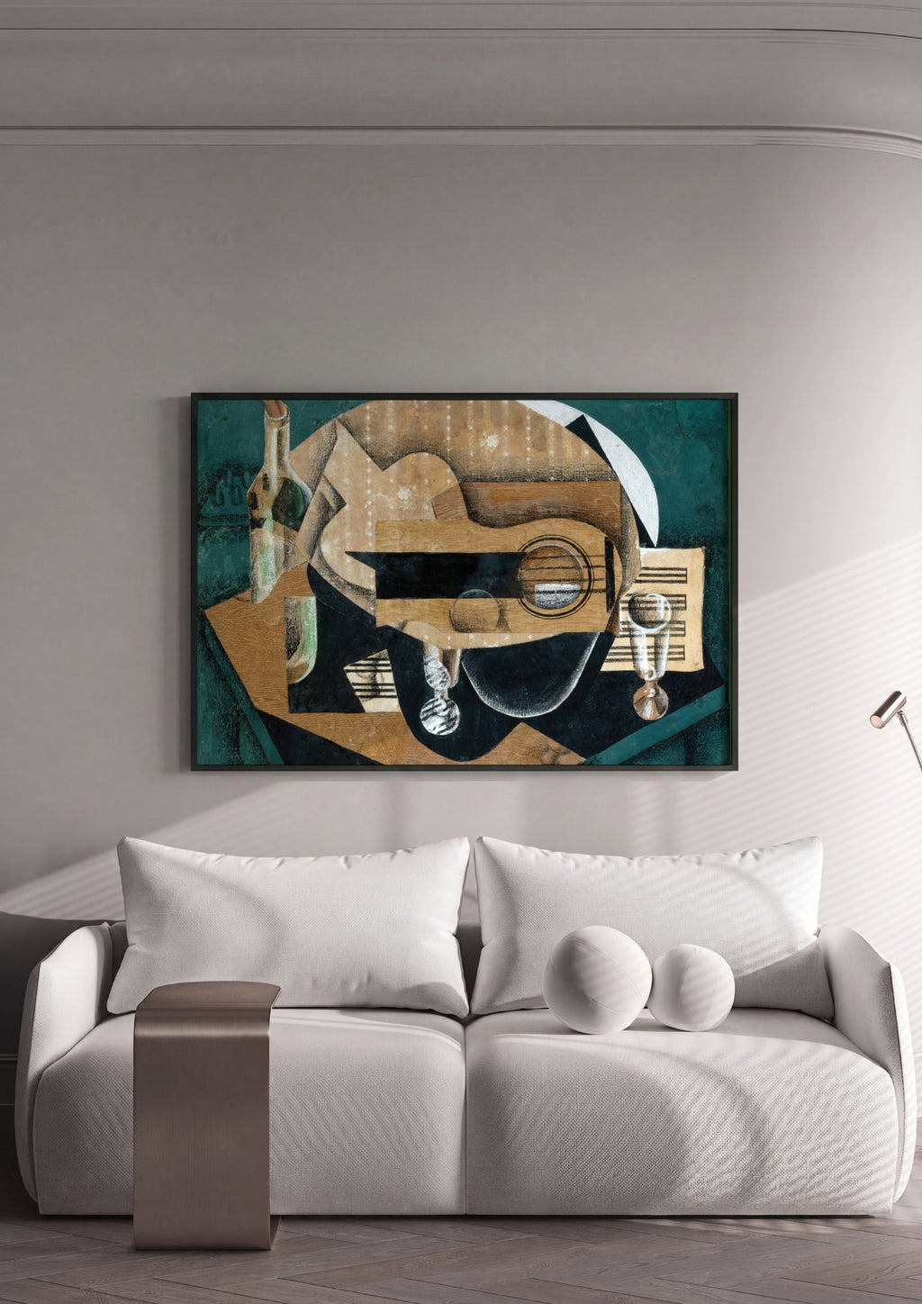 Quadro Decorativo Guitarra e Garrafa - Juan Gris em ambiente decorado