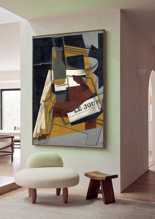 Quadro Decorativo 'Garrafa e Fruteira' - Juan Gris em ambiente decorado