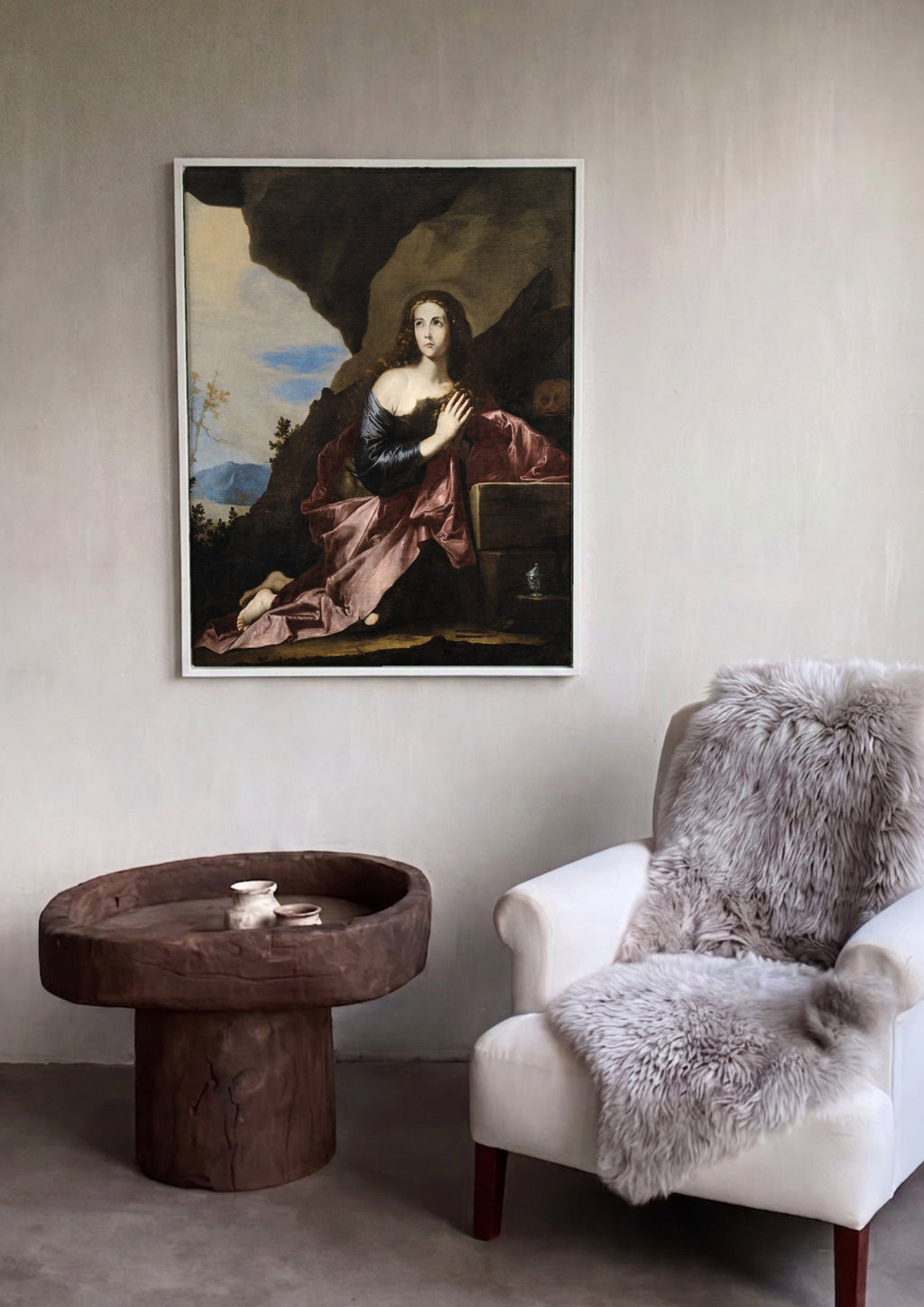 Quadro Decorativo Madalena Penitente - Jusepe de Ribera em ambiente decorado