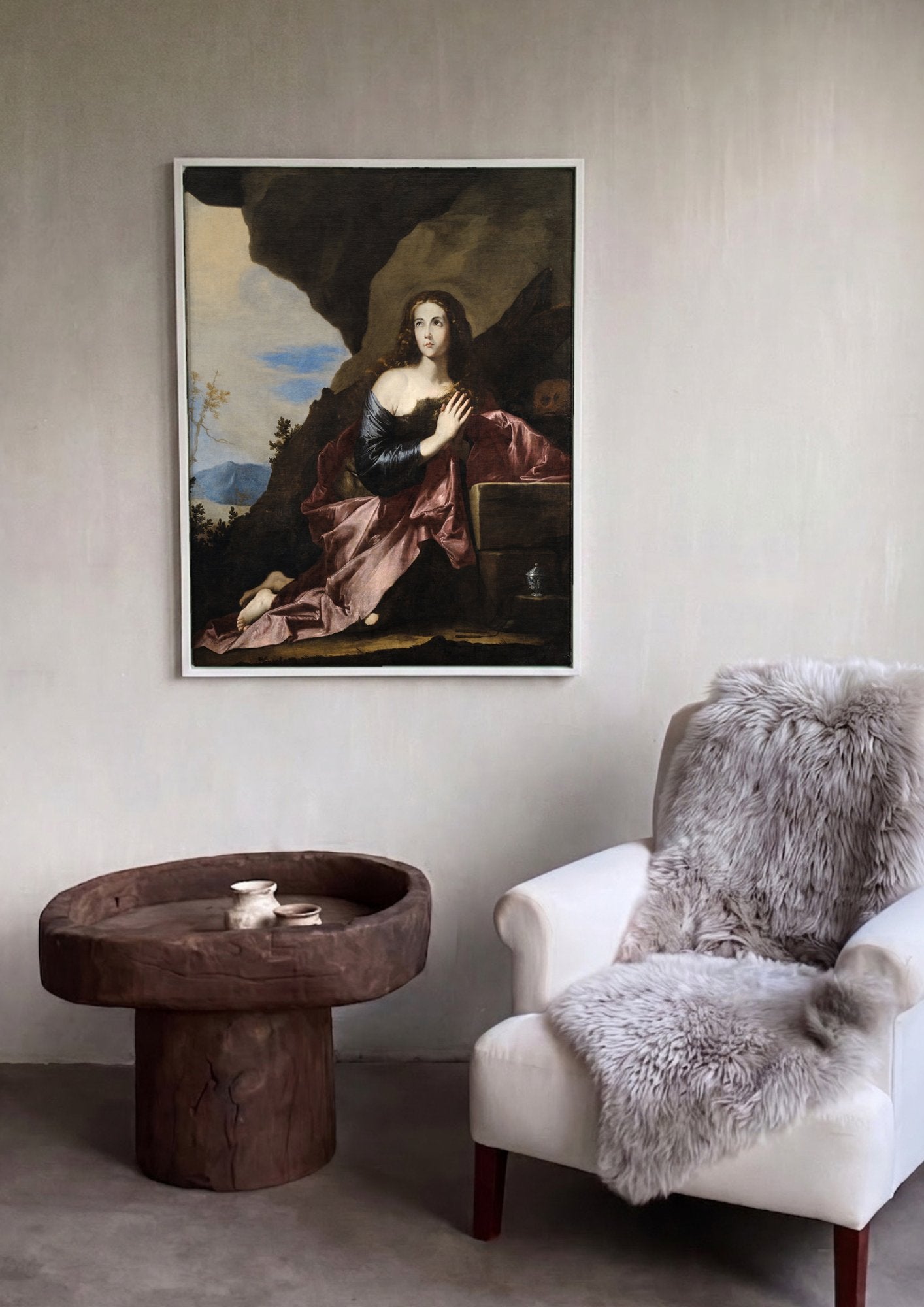 Quadro Decorativo Madalena Penitente - Jusepe de Ribera em ambiente decorado