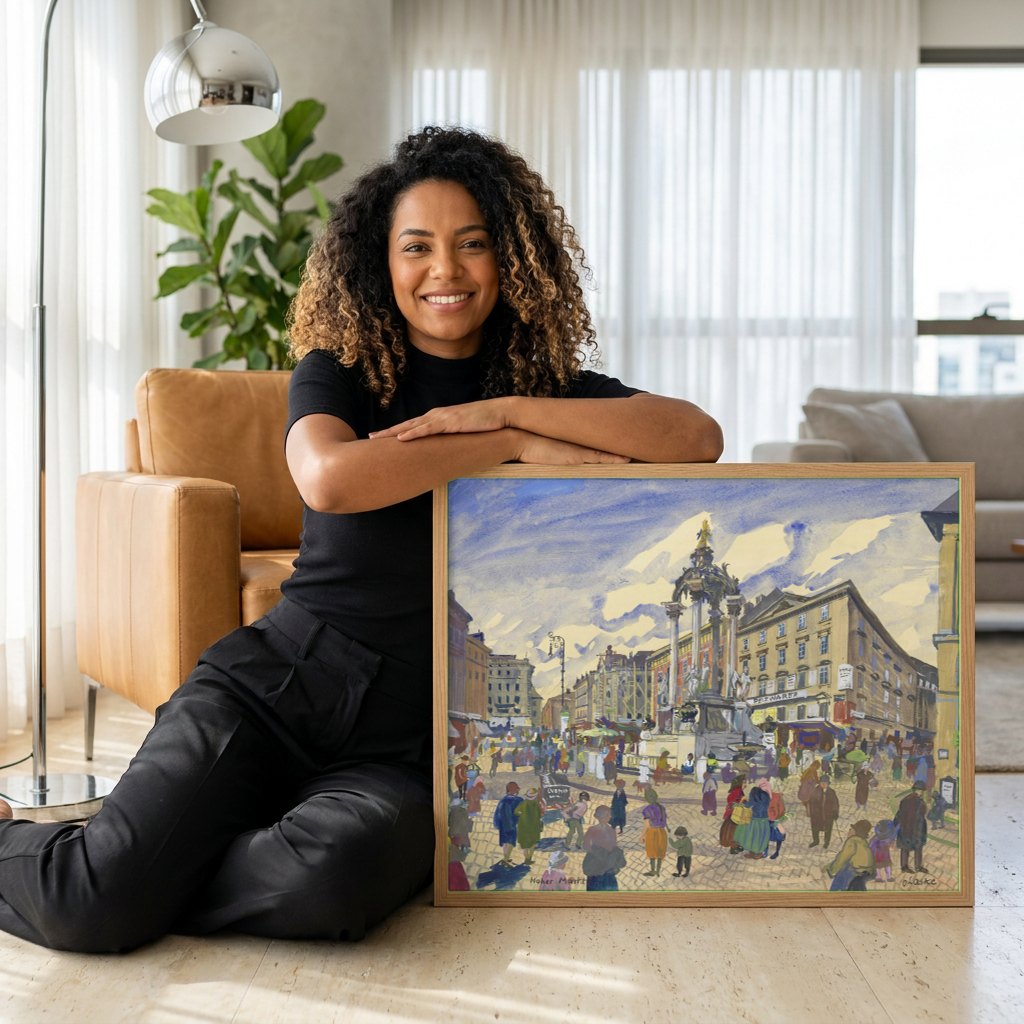 Quadro Decorativo Hoher Markt - Oskar Laske | modelo apresentando o quadro emoldurado