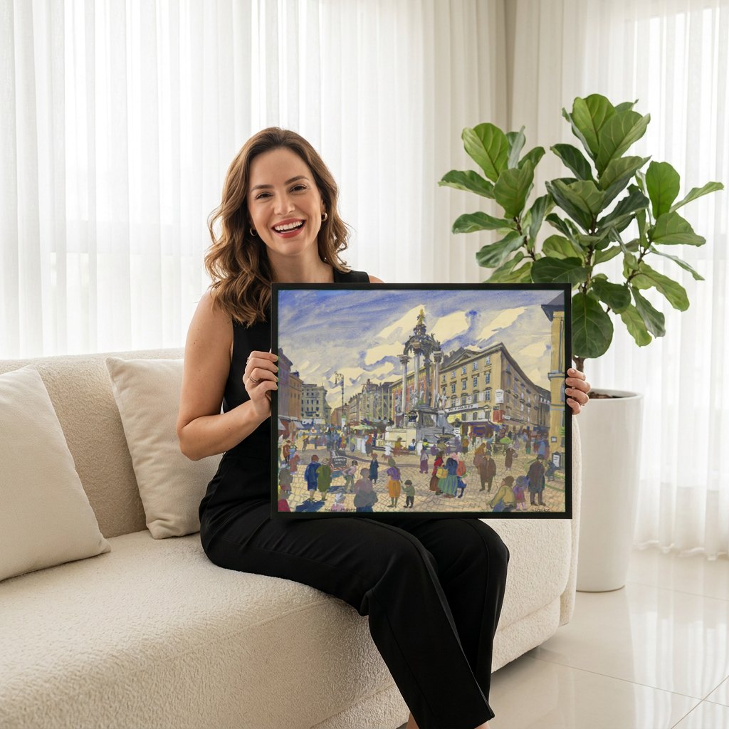 Quadro Decorativo Hoher Markt - Oskar Laske | modelo apresentando o quadro emoldurado
