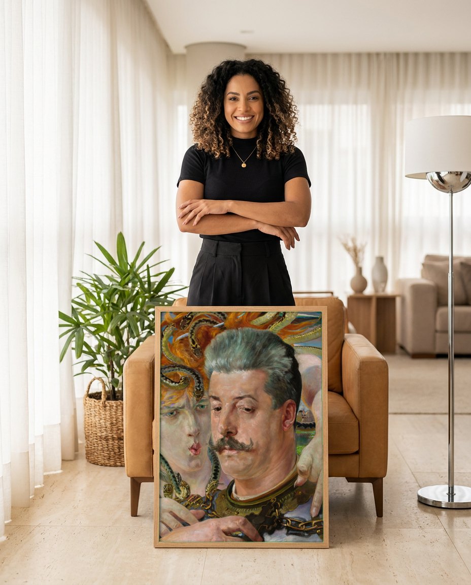 Quadro Decorativo 'Medusa' - Jacek Malczewski | modelo apresentando o quadro emoldurado