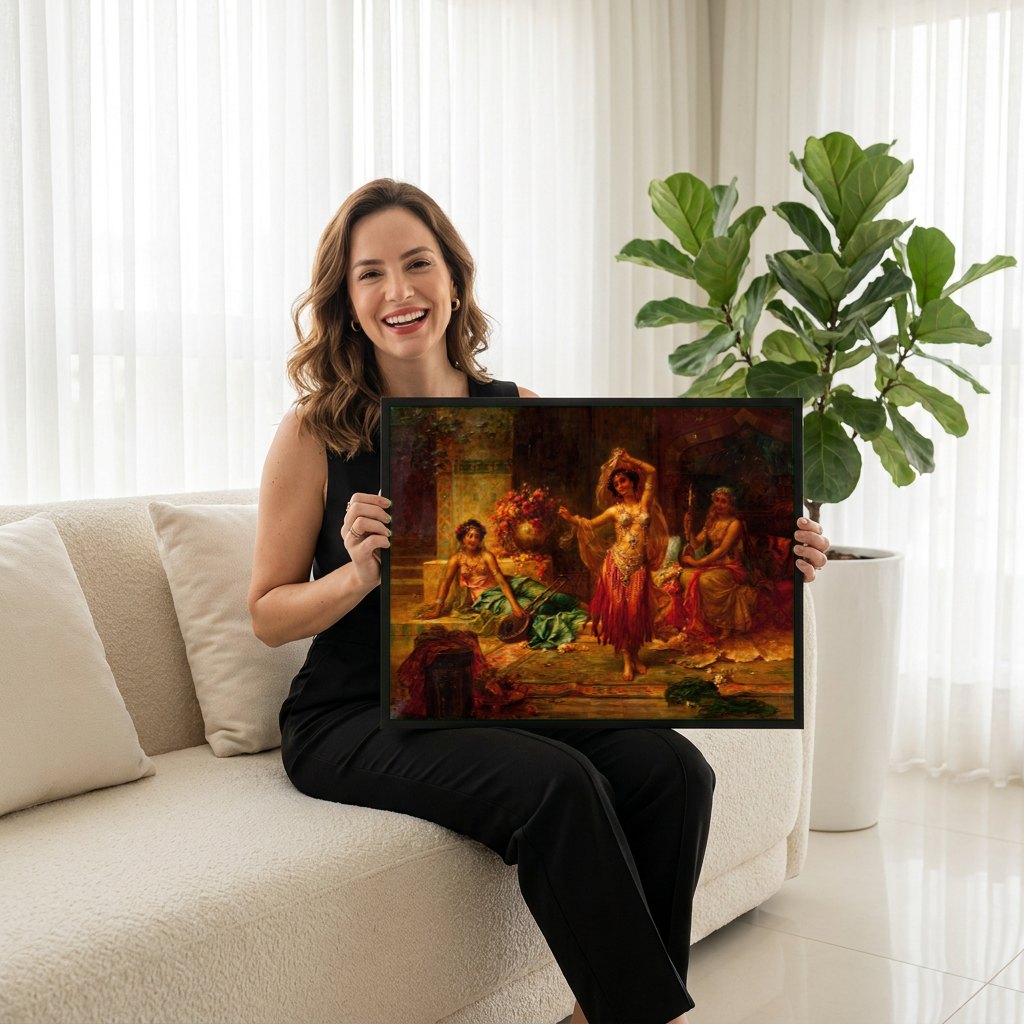 Quadro Decorativo A Dançarina - Hans Zatzka | modelo apresentando o quadro emoldurado